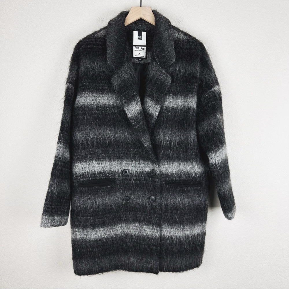 Soia & Kyo Michelle Plaid Wool Double Breasted Coat Wool Alpaca Mohair
